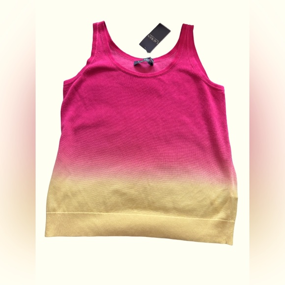 Ralph Lauren Dip-Dyed Sleeveless Sweater NWT Size M GIFTABLE ! Hot Pink & Yellow - Picture 3 of 6